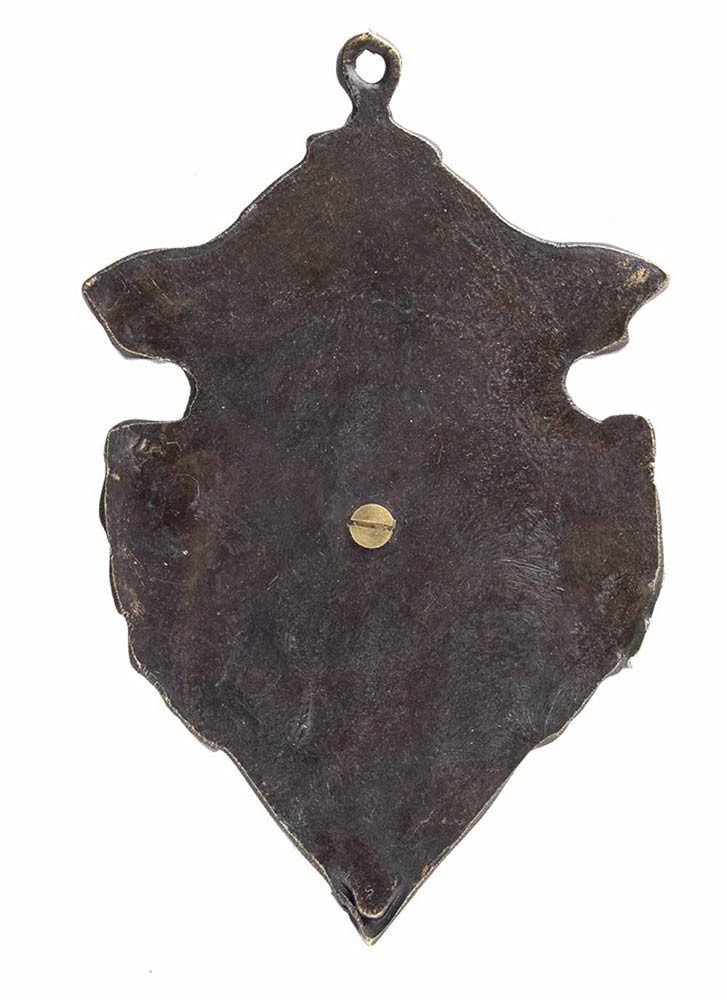 Medaglione Pendente Italiano in Bronzo e Corallo - XIX Secolo