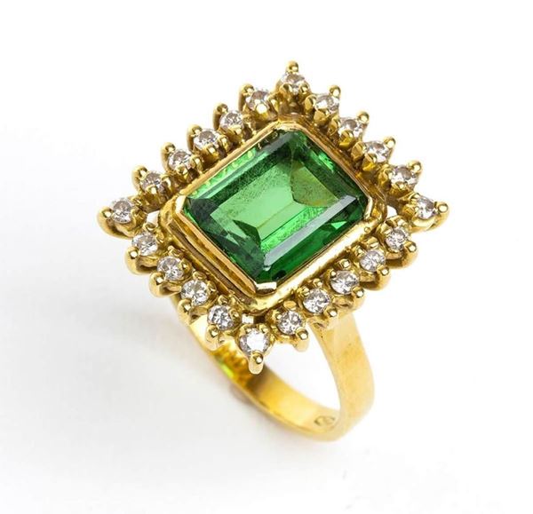  Diamond glass paste gold ring
