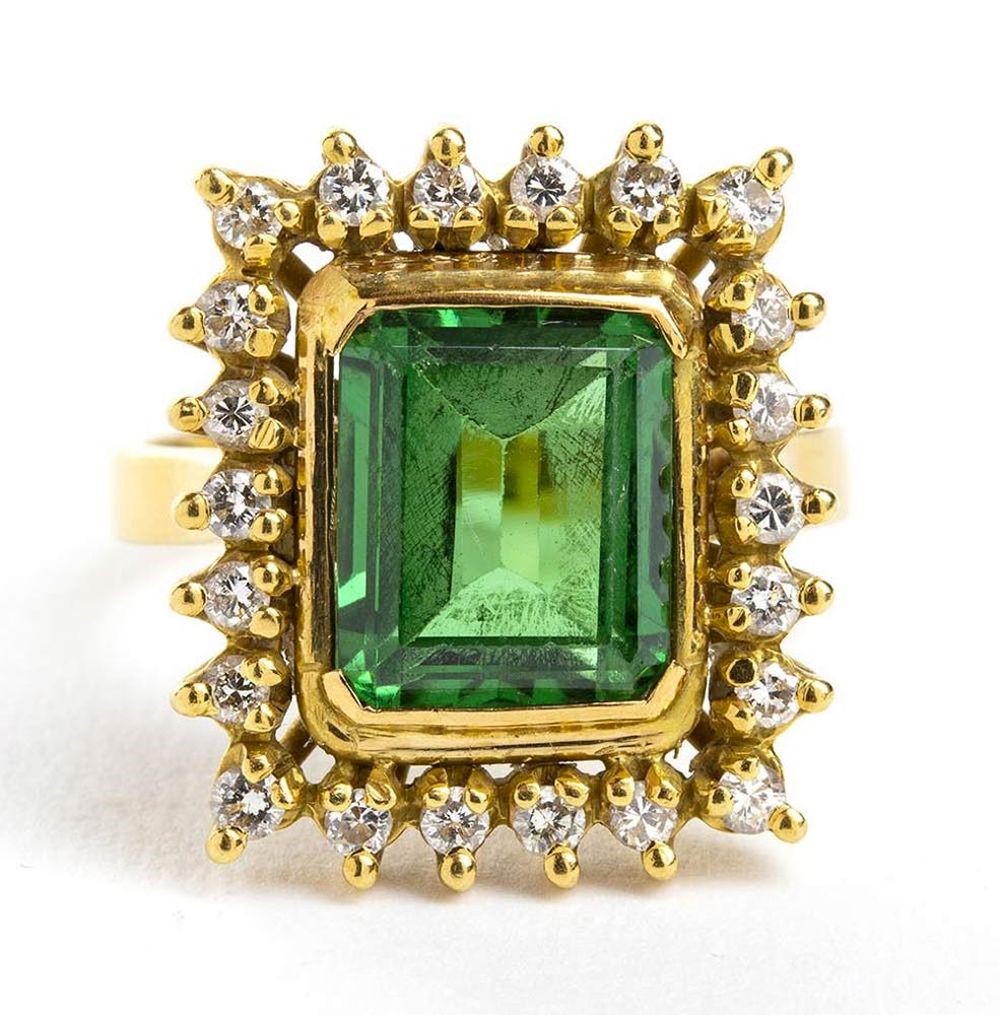 Anello in Oro Pasta Vitrea e Diamanti...