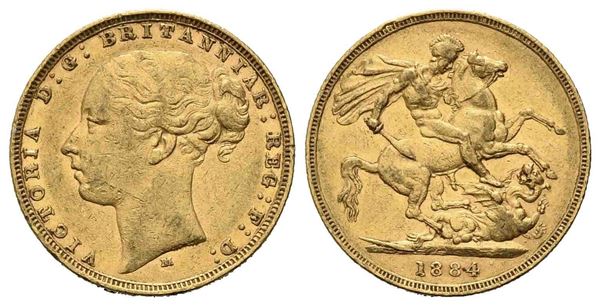 AUSTRALIA. Vittoria (1837-1901). Sterlina 1884. Au (7,95 g). BB+...