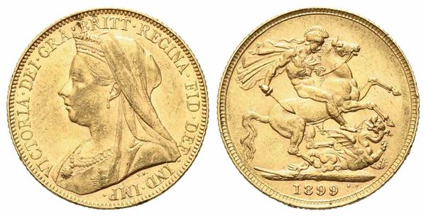 INGHILTERRA. Vittoria (1837-1901). Sterlina 1899. Au (7,97 g). qSPL...  - Auction Monete e medaglie moderne Italiane ed Estere - Bertolami Fine Art - Casa d'Aste