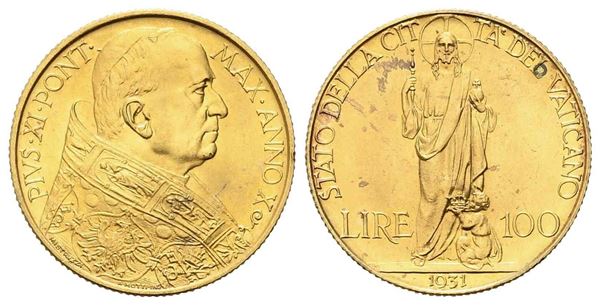 CITTA' DEL VATICANO. Pio XI. 100 lire 1931. Au (8,80 g). Gig. 3. qFDC...  - Asta Monete e medaglie moderne Italiane ed Estere - Bertolami Fine Art - Casa d'Aste