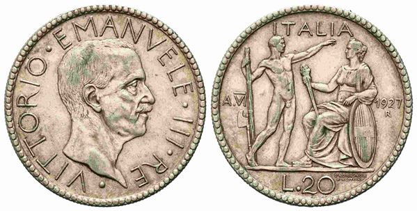 REGNO D'ITALIA. Vittorio Emanuele III (1900-1943). 20 lire 1927 "Littore". Ag (...  - Asta Monete e medaglie moderne Italiane ed Estere - Bertolami Fine Art - Casa d'Aste