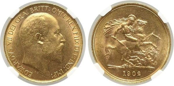 INGHILTERRA. Edoardo VII (1901-1910). 5 Pounds 1902. Au (36mm - 39,85g). SCBC 3...