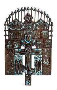 Croce russa in bronzo dei Patriarchi con le feste - XIX secolo...  - Auction Gioielli, argenti, orologi, avori e cabinet de curiosités - Bertolami Fine Art - Casa d'Aste