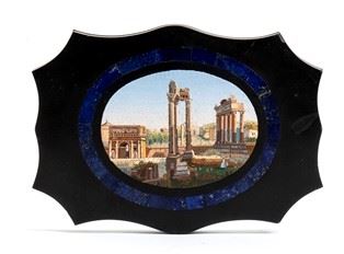 Fermacarte in Micromosaico Raffigurante il Foro Romano - Roma XIX Secolo...