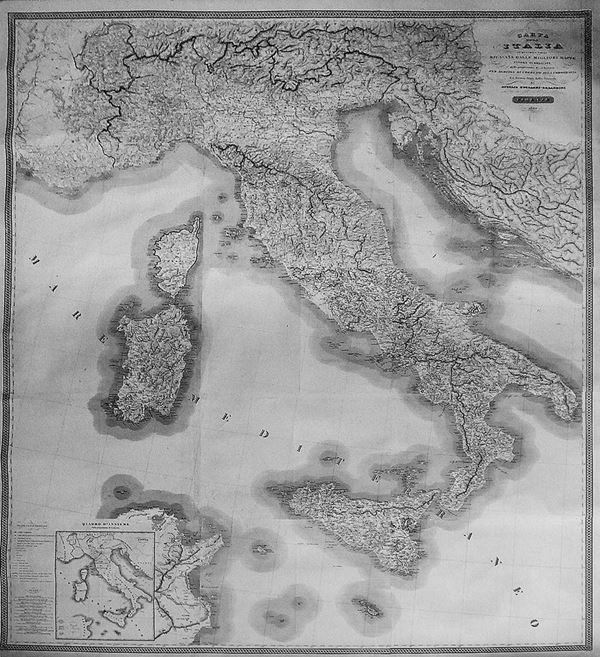 Attilio Zuccagni Orlandini (1784 - 1872) - Carta dell'Italia in quindici fogli ricavata dalle migliori mappe finora pubbli...