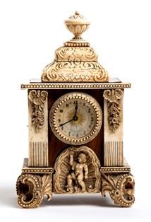 Orologio da Scrittoio Francese in Avorio e Tartaruga - 1890-1910...