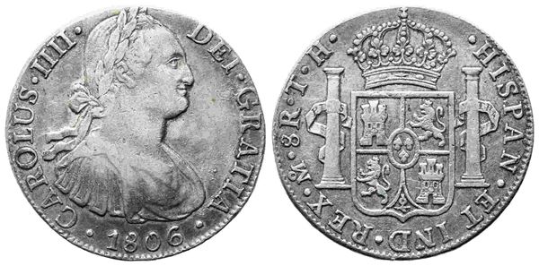 MESSICO. Carlo IV di Borbone (1788-1808). 8 reales 1806. Ag. BB....  - Asta Monete e medaglie moderne Italiane ed Estere - Bertolami Fine Art - Casa d'Aste