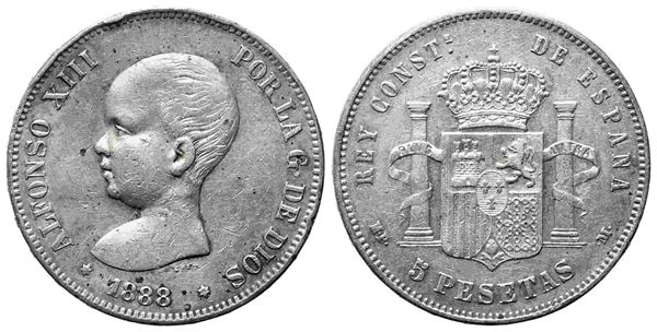 SPAGNA. Alfonso XIII (1886-1931). 5 pesetas 1888. Ag. BB...  - Asta Monete e medaglie moderne Italiane ed Estere - Bertolami Fine Art - Casa d'Aste