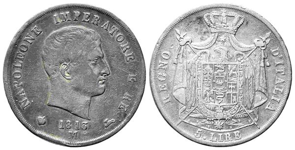 MILANO. Regno d'Italia. Napoleone I re (1805-1814). 5 lire 1813 puntali aguzzi....  - Auction Monete e medaglie moderne Italiane ed Estere - Bertolami Fine Art - Casa d'Aste