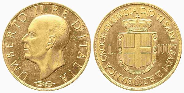 REGNO D'ITALIA. Umberto II (1946): progetto/medaglia da 100 lire. Au (37,2 mm –...  - Auction Monete e medaglie moderne Italiane ed Estere - Bertolami Fine Art - Casa d'Aste