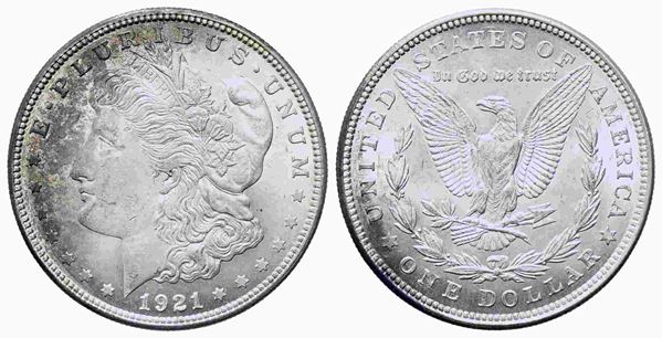 USA. Morgan Dollar 1921. Philadelphia. Ag. BB/BB+...  - Auction Monete e medaglie moderne Italiane ed Estere - Bertolami Fine Art - Casa d'Aste