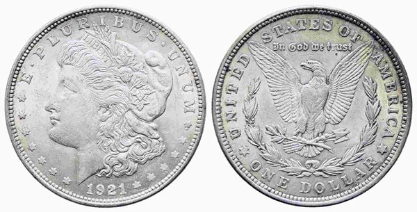 USA. Morgan Dollar 1921. Philadelphia. Ag. BB...  - Auction Monete e medaglie moderne Italiane ed Estere - Bertolami Fine Art - Casa d'Aste