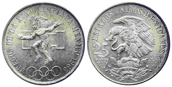 MESSICO. 25 Pesos 1968 Commemorativa Olimpiadi. Ag 720 (22,5 g). SPL+...  - Auction Monete e medaglie moderne Italiane ed Estere - Bertolami Fine Art - Casa d'Aste