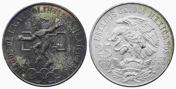 MESSICO. 25 Pesos 1968 Commemorativa Olimpiadi. Ag 720 (22,5 g). SPL+...  - Auction Monete e medaglie moderne Italiane ed Estere - Bertolami Fine Art - Casa d'Aste