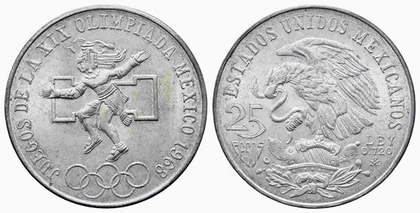 MESSICO. 25 Pesos 1968 Commemorativa Olimpiadi. Ag 720 (22,5 g). SPL+...  - Asta Monete e medaglie moderne Italiane ed Estere - Bertolami Fine Art - Casa d'Aste