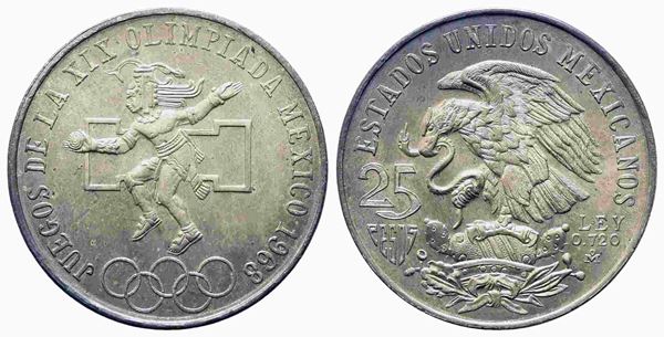 MESSICO. 25 Pesos 1968 Commemorativa Olimpiadi. Ag 720 (22,5 g). SPL+...