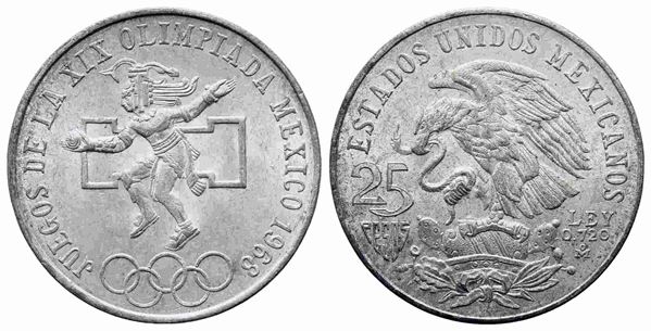 MESSICO. 25 Pesos 1968 Commemorativa Olimpiadi. Ag 720 (22,5 g). SPL+...