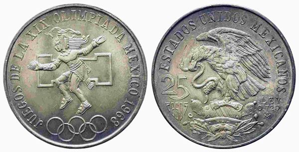 MESSICO. 25 Pesos 1968 Commemorativa Olimpiadi. Ag 720 (22,5 g). SPL+...