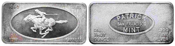 VARIE. Lingotto Pony Express 1 oz Ag 999....