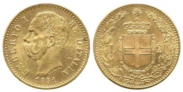 REGNO D'ITALIA. Umberto I (1878-1900). 20 lire 1881. Au (6,45 g). qFDC...  - Asta Monete e medaglie moderne Italiane ed Estere - Bertolami Fine Art - Casa d'Aste