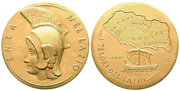 ITALIA. Medaglia coniata nel 1982 per la serie dei tesori italiani - Enea nel L...