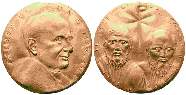 VATICAN CITY. Paolo VI (1963-1978). Triptych of medals Martyrdom Saint Peter an...