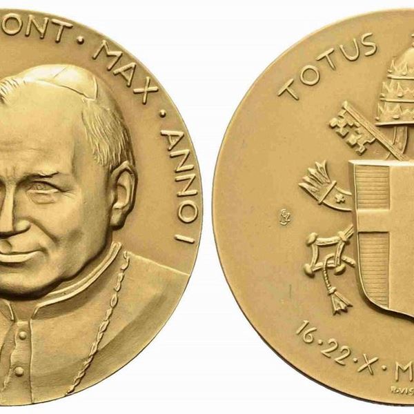 CITTA' DEL VATICANO. Giovanni Paolo II (1978-2005). Trittico di medaglie...  (Medaglie italiane...)  - Asta Gioielli, orologi, argenti, avori, wunderkammer, penne e monete da investimento - Bertolami Fine Art - Casa d'Aste