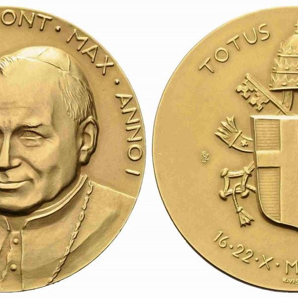 CITTA' DEL VATICANO. Giovanni Paolo II (1978-2005). Trittico di medaglie...  (Medaglie italiane...)  - Asta Gioielli, orologi, argenti, avori, wunderkammer, penne e monete da investimento - Bertolami Fine Art - Casa d'Aste