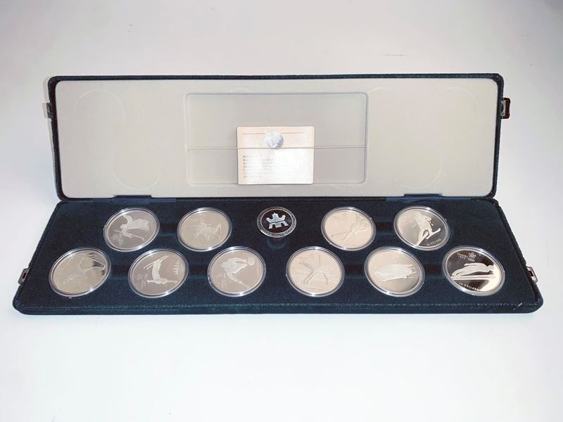 Canada. Cofanetto Set Proof da 10 Monete per le Olimpiadi Invernali di Calgary del 1986. Ag 925