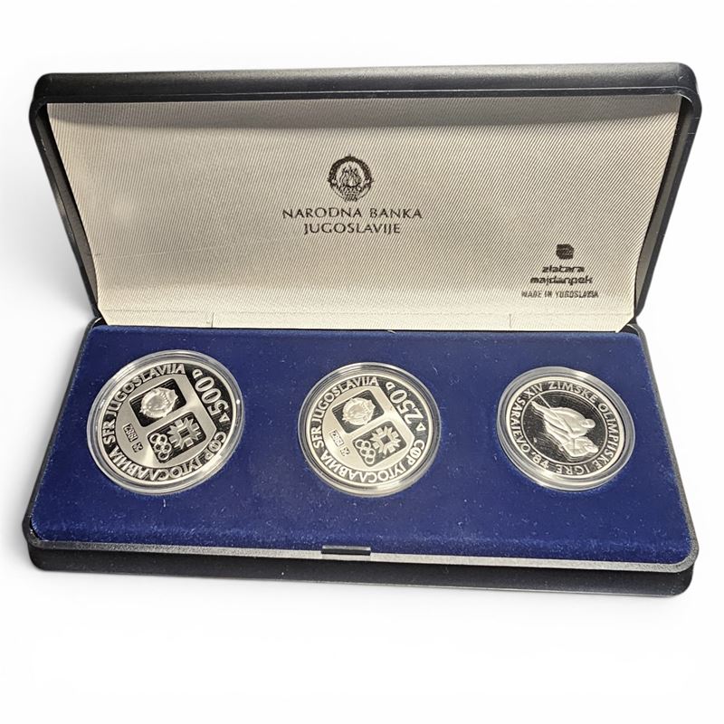Jugoslavia. Trittico delle Olimpiadi Invernali di Sarajevo del 1984. Prima Serie . Ag 925. 500 Di...