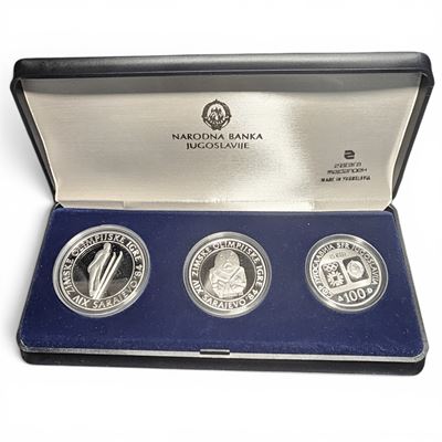Jugoslavia. Trittico delle Olimpiadi Invernali di Sarajevo del 1984. Seconda Serie. Ag 925. 500 D...