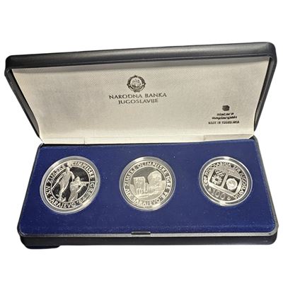 Jugoslavia. Trittico delle Olimpiadi Invernali di Sarajevo del 1984. Terza Serie. Ag 925. 500 Din...