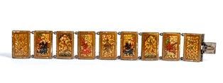 BRACCIALE IN METALLO E OSSO DIPINTO : Medio Oriente, XX secolo

20,5 x 3 cm

Provenienza: collezione privata italiana...  - Auction Arte Asiatica e Tribale - Bertolami Fine Art - Casa d'Aste