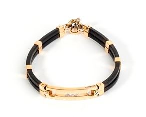 Bracciale da Uomo in Oro Diamanti e Caucciu - Firmato Baraka'...