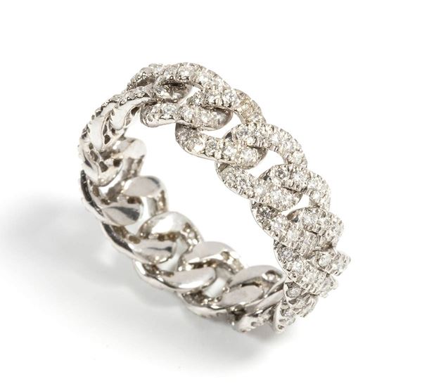 Diamond gold grumette link ring