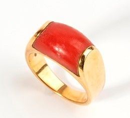 Anello in oro e corallo Mediterraneo - firmato BULGARI ...