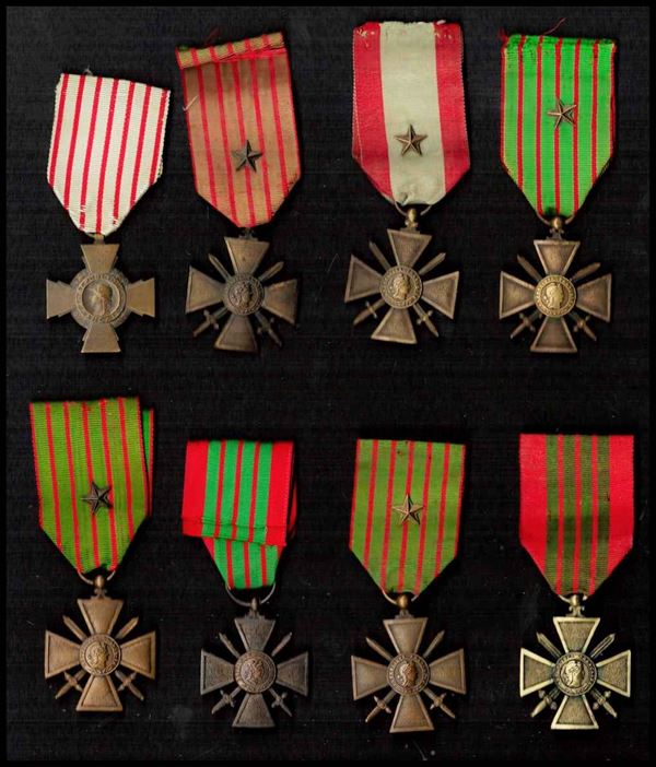 Lot of 8 War Crosses...  (Francia...)  - Auction Militaria, Medals and Orders of Chivalry - Bertolami Fine Art - Casa d'Aste