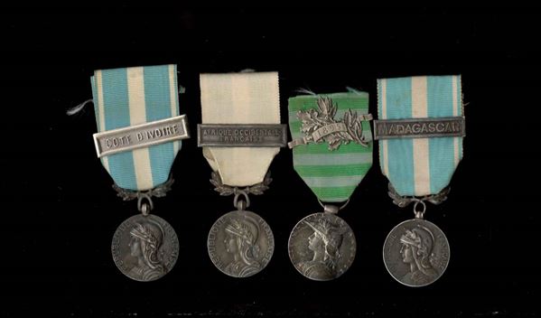 Lot of 4 colonial medals...  (Francia, III Reppublica...)  - Auction Militaria, Medals and Orders of Chivalry - Bertolami Fine Art - Casa d'Aste