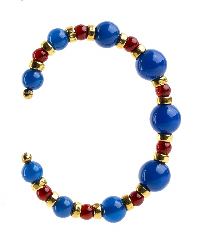 Bracciale a Cerchio Flessibile Aperto in Oro, Calcedonio e Oro Corniola ...