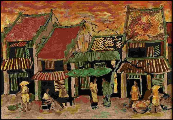 Vietnam, 1955-

Villaggio con figure, 1992

Lacca su legno, 33,8 x 48,6 cm

Fir...