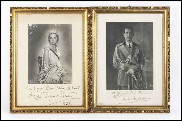 Coppia di foto di Umberto II e Maria Josè...