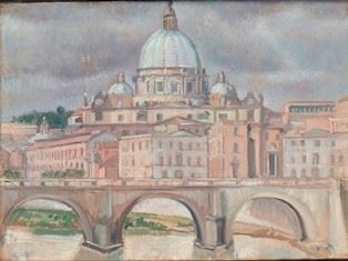 CARLO SOCRATE (Mezzana Bigli, 1889 - Roma, 1967) - Veduta del Tevere, anni '30 ca.