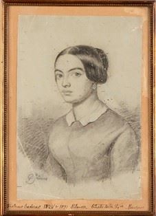GEROLAMO INDUNO (Milano, 1825 - 1890) - Portrait of Lady Manzoni