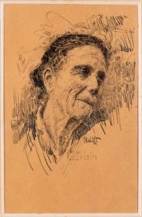 FRANCESCO PAOLO MICHETTI : Portrait of zia Luisa  - Ink on paper, 23,5 x 15 cm  - Auction Dipinti, Disegni e Sculture dal XIX al XXI secolo e Collezione Cornelio Di Marzio - Bertolami Fine Art - Casa d'Aste