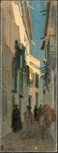 TELEMACO SIGNORINI (Firenze, 1835 &#8211; 1901) - Village alley