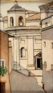 Riccardo Francalancia (assisi, 1886 - Roma, 1965) - Scorcio con Veduta della Cattedrale di Galles...