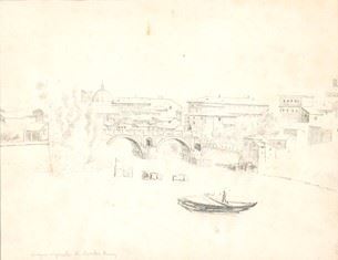 Ettore Roesler Franz (roma, 1845 – 1907) - Veduta di Roma Sparita con Ospedale di Santo Spirito i...
