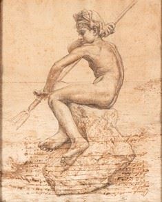 VINCENZO GEMITO : Study of a young fisherman, 1909  - Mixed media on paper, 47 x 38 cm - Auction Dipinti, Disegni e Sculture dal XIX al XXI secolo e Collezione Cornelio Di Marzio - Bertolami Fine Art - Casa d'Aste